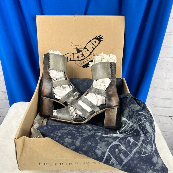 🚫SOLD! NIB/NWT |•FREEBIRD🦅BY STEVEN•| 'RAVEN' Gladiator Bootie/Sandals Size 7 - Picture 2 of 16